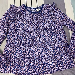 J. Crew Blue and Pink Floral Top